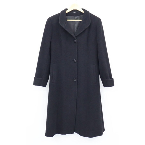 Cinzia Rocca Designer Womens Wool Blend Black Coat US Size 12 Made in Italy - Picture 9 of 16
